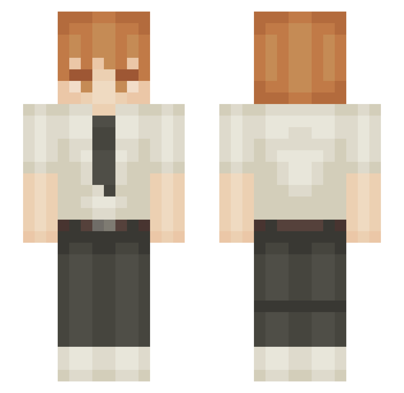 Naratian Minecraft skin, front and back view