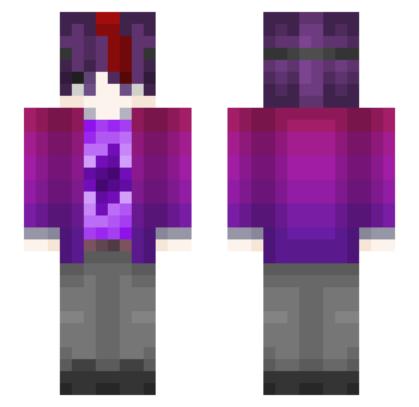 Poisem Minecraft skin, front and back view