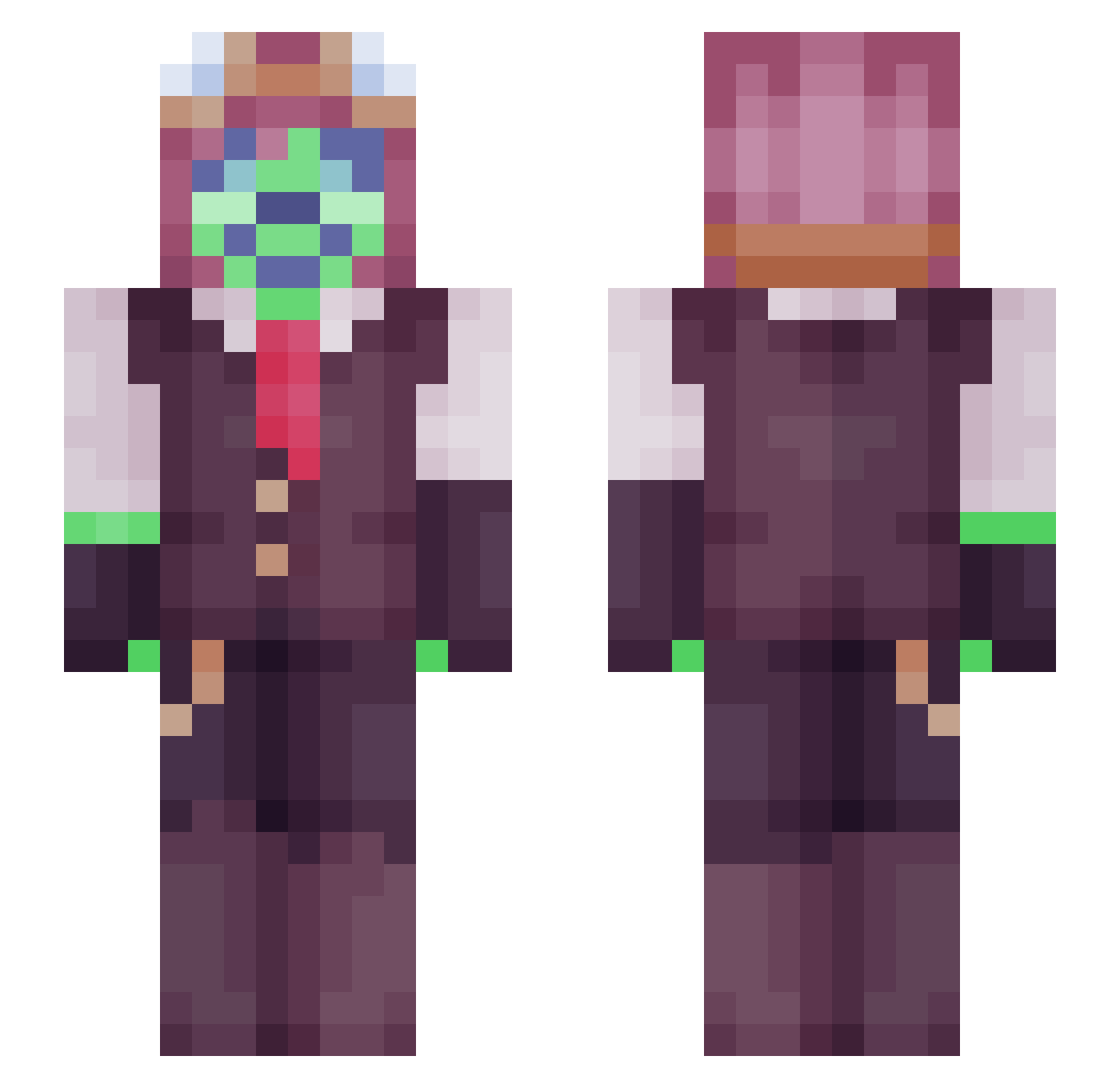 JJneedssleep Minecraft skin, front and back view