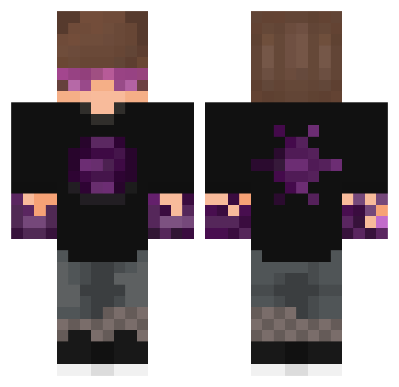 ItzVorty Minecraft skin, front and back view