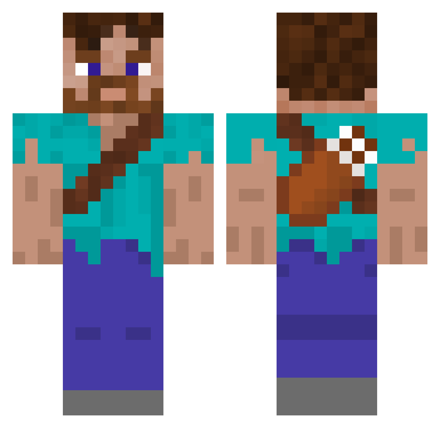 Beauyy Minecraft skin, front and back view