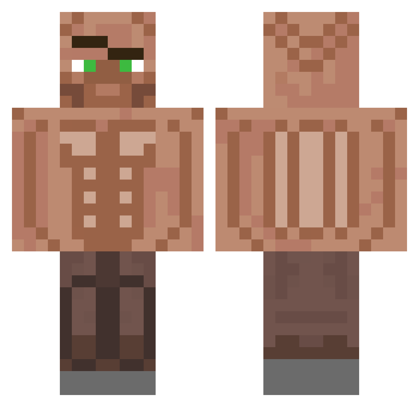XSINT Minecraft skin, front and back view