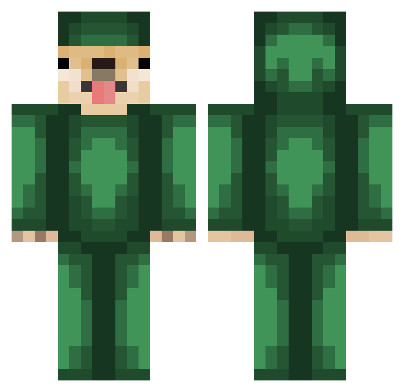 V_MON01 Minecraft skin, front and back view