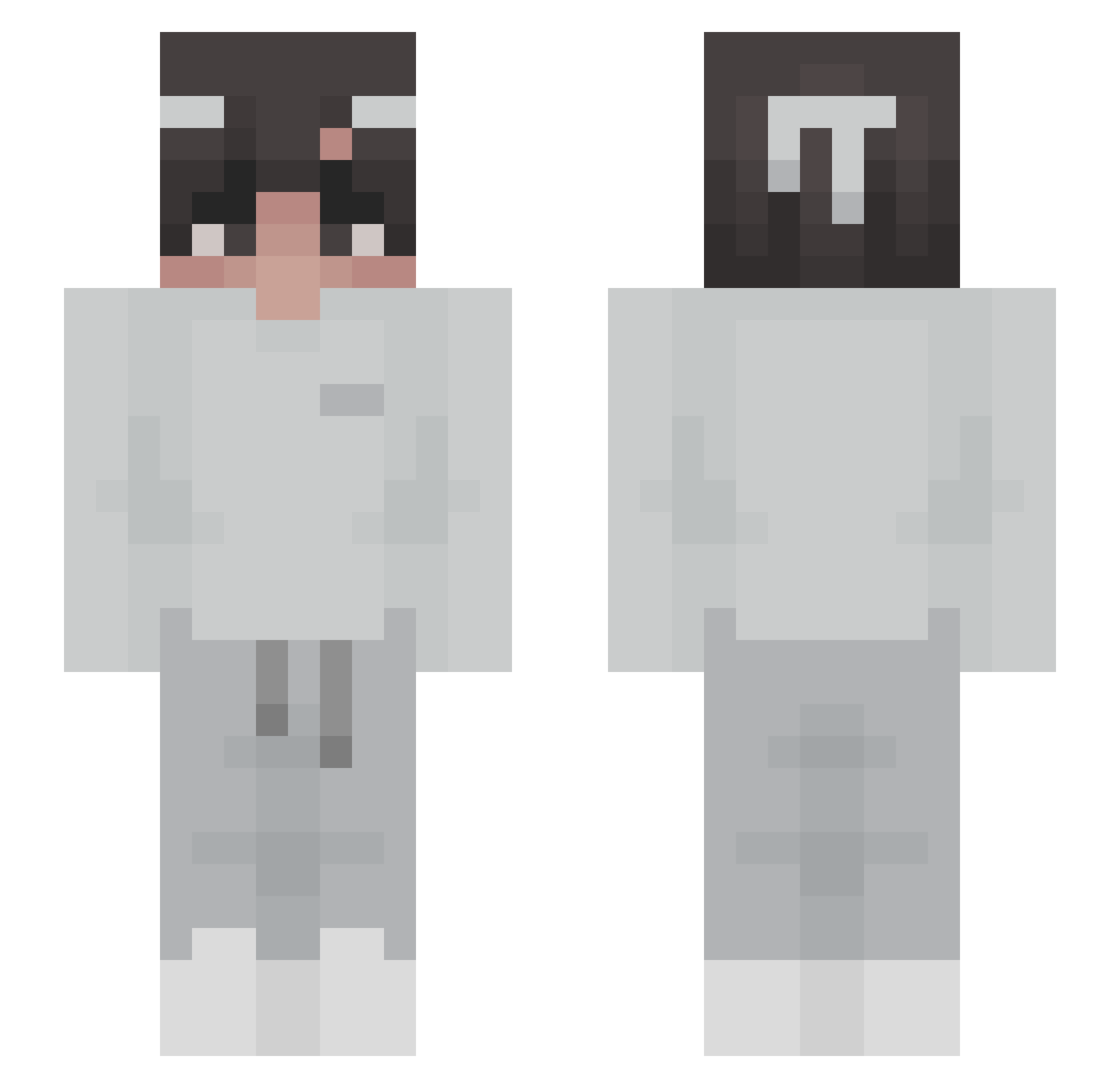 yoworm Minecraft skin, front and back view