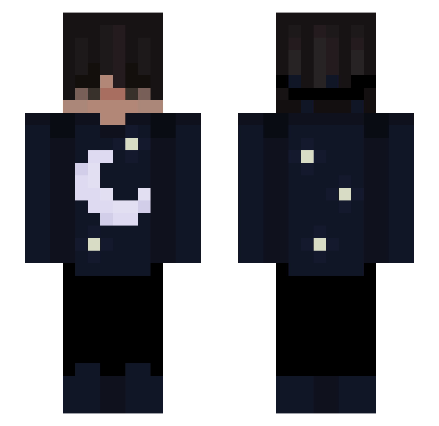 jadezen Minecraft skin, front and back view