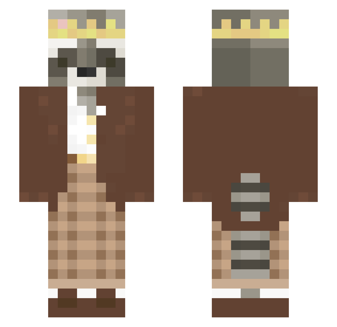 Uvomm Minecraft skin, front and back view
