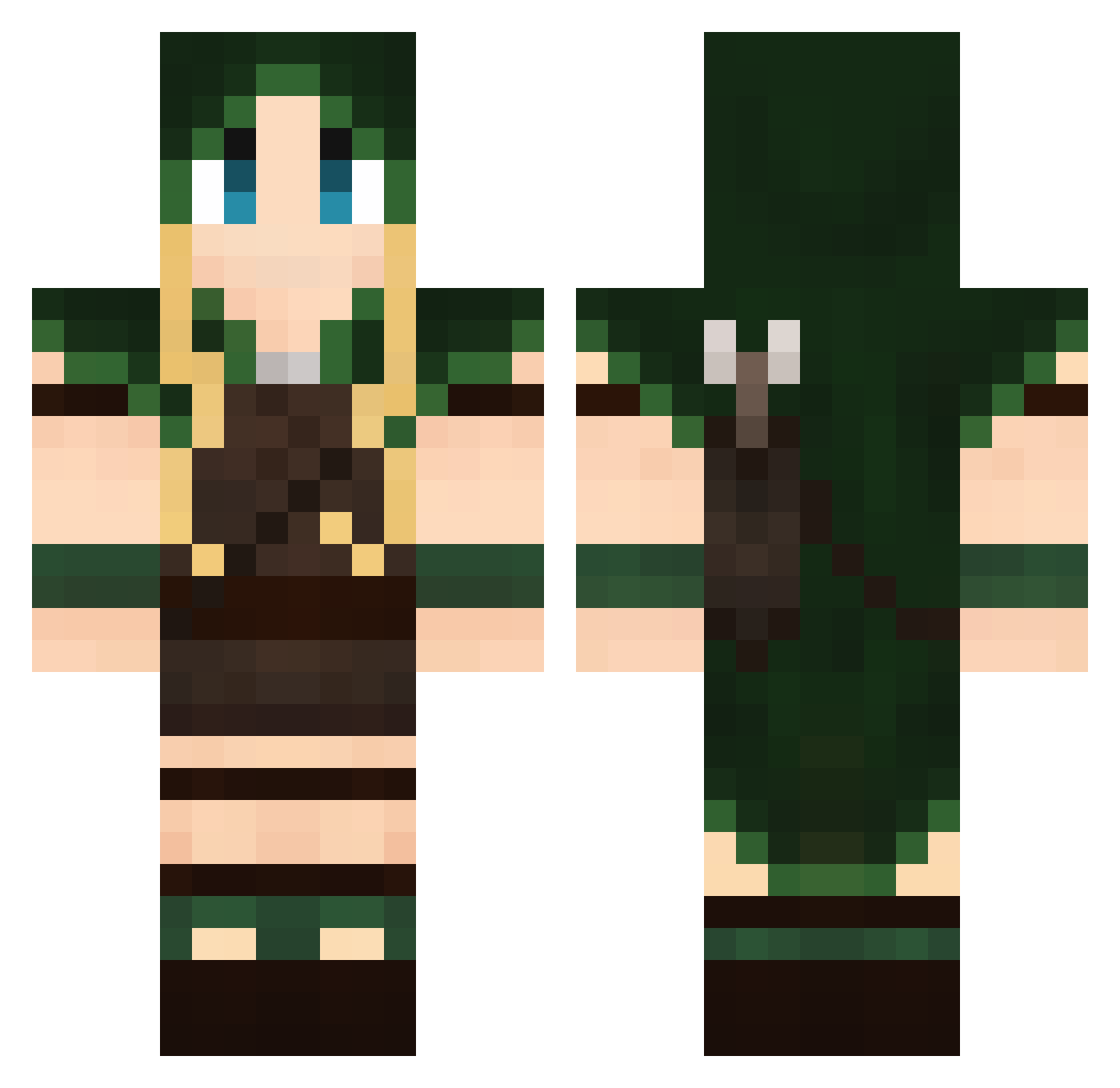 Carmelita Minecraft skin, front and back view