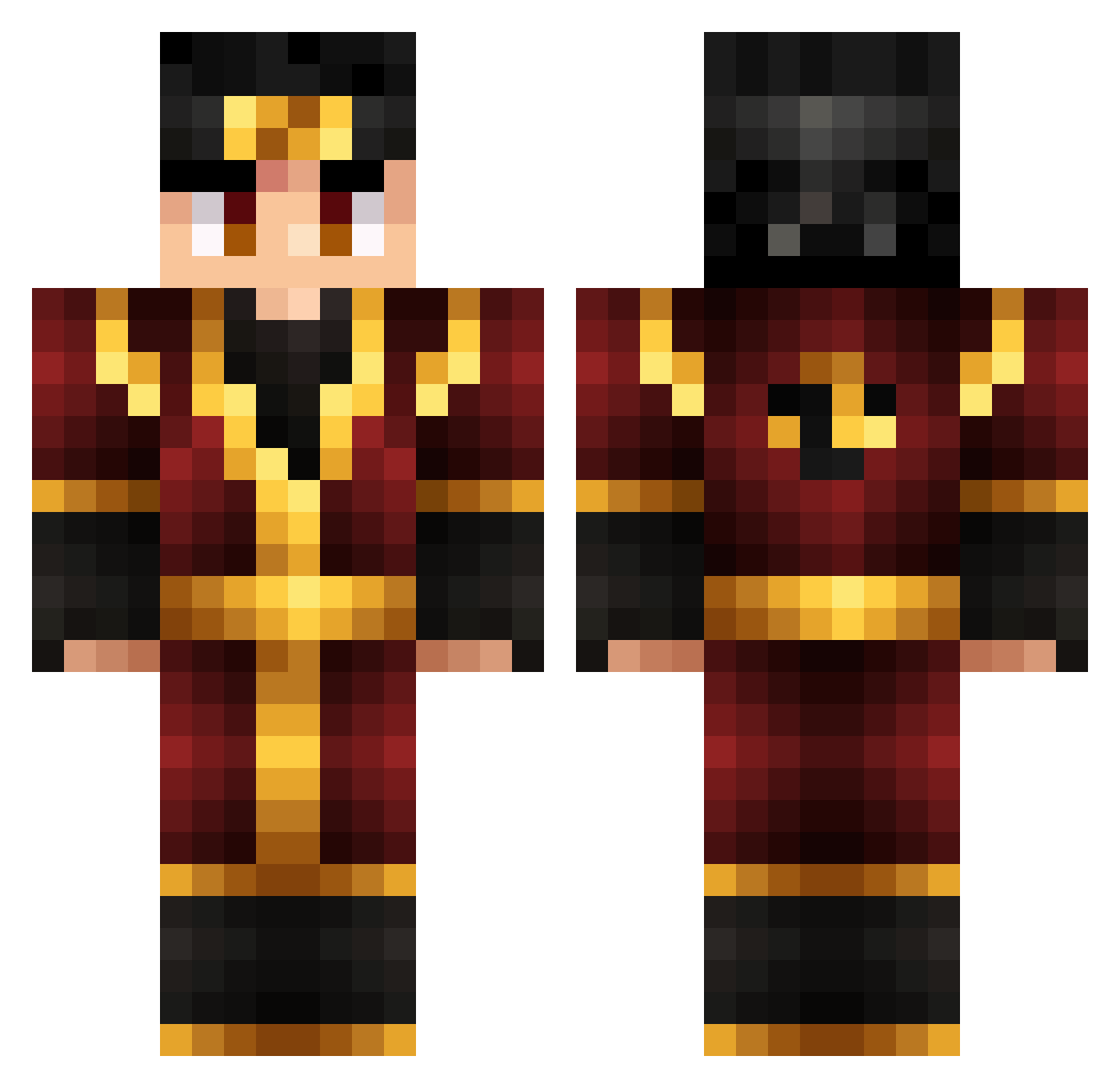 Ghoublood Minecraft skin, front and back view