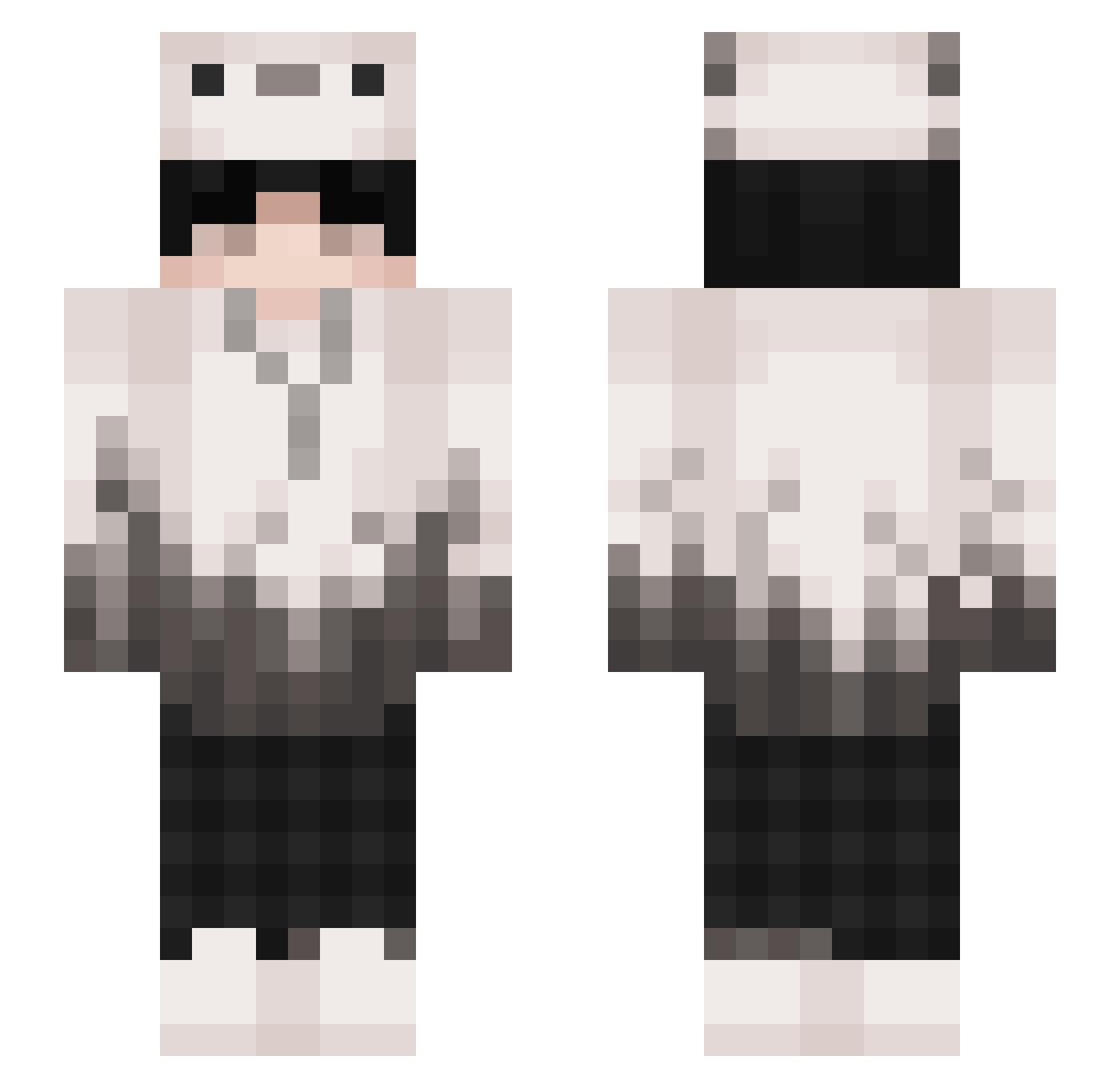 Aloxter Minecraft skin, front and back view