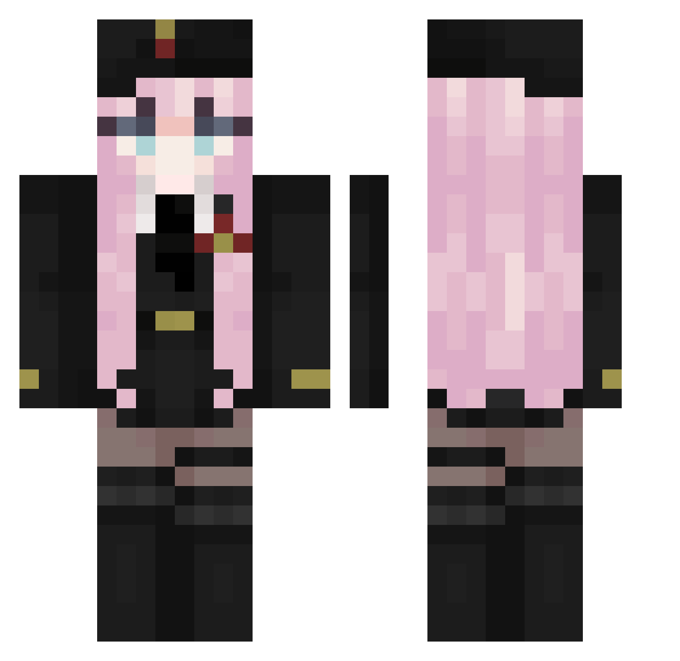 GPOgames Minecraft skin, front and back view