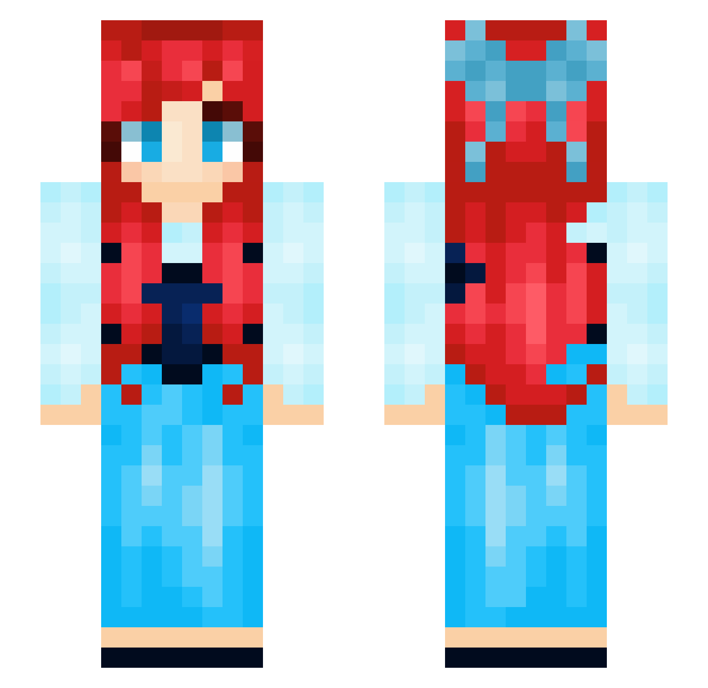 Bunniehi Minecraft skin, front and back view