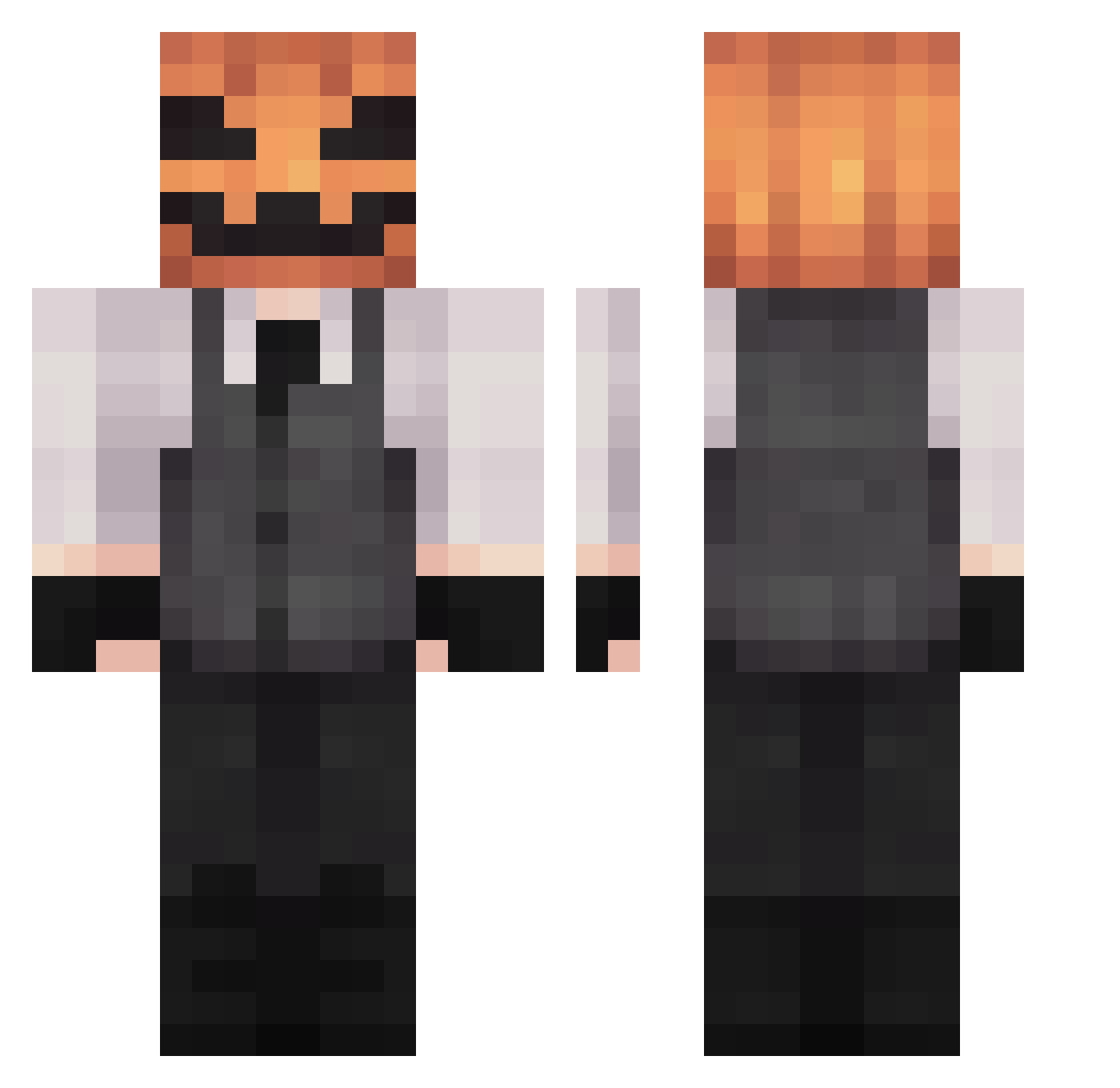 BeepBoopMegaMan Minecraft skin, front and back view