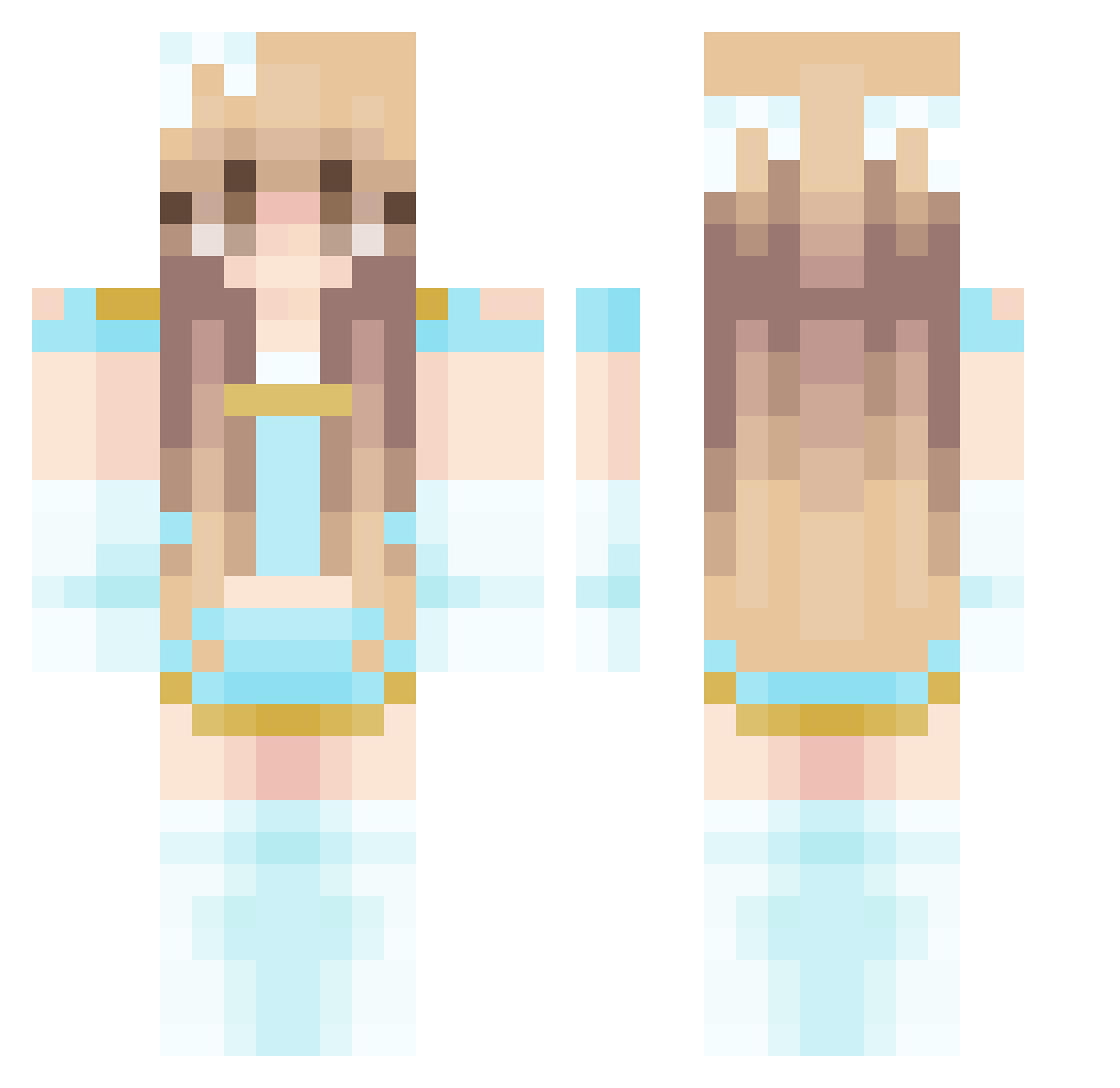 Nyxell Minecraft skin, front and back view