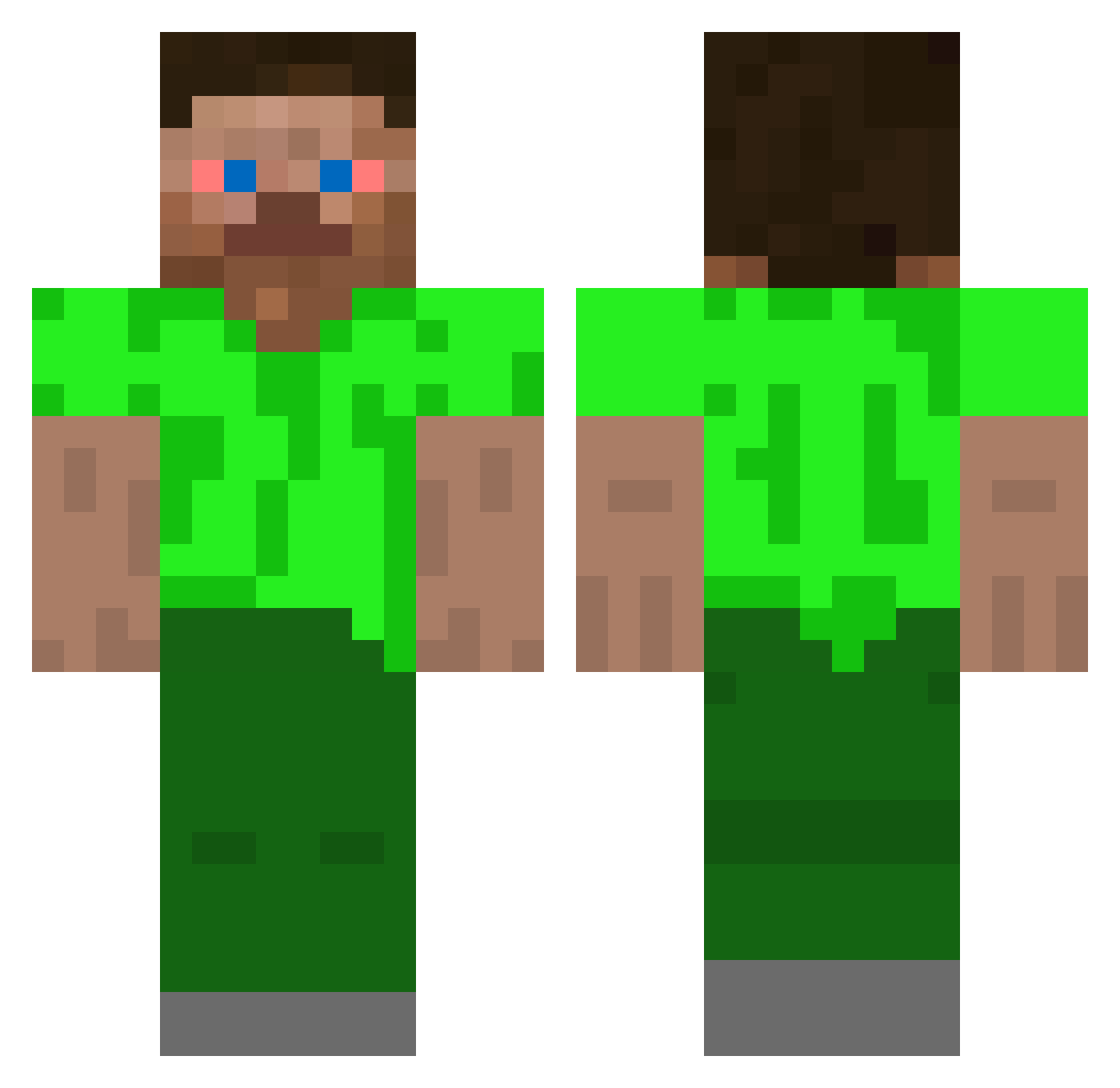 WrangleXThis Minecraft skin, front and back view