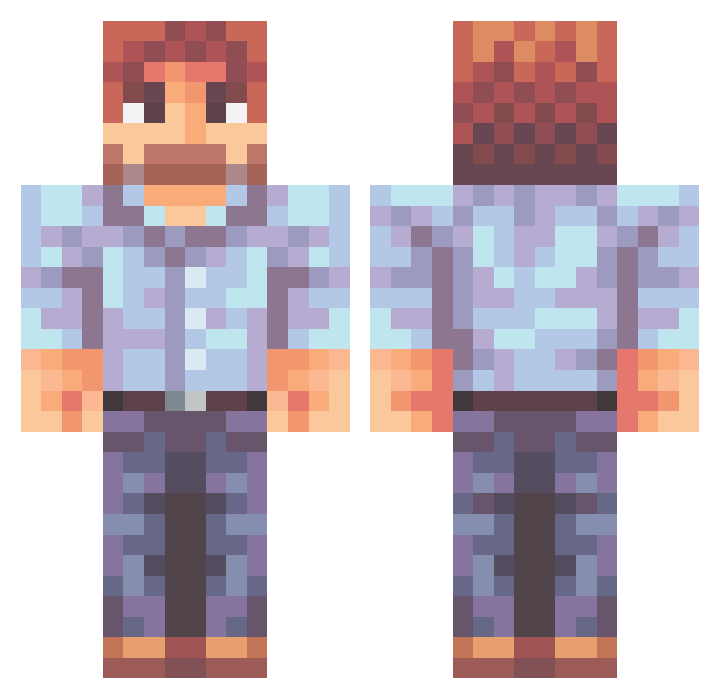 TheMinerBlock Minecraft skin, front and back view