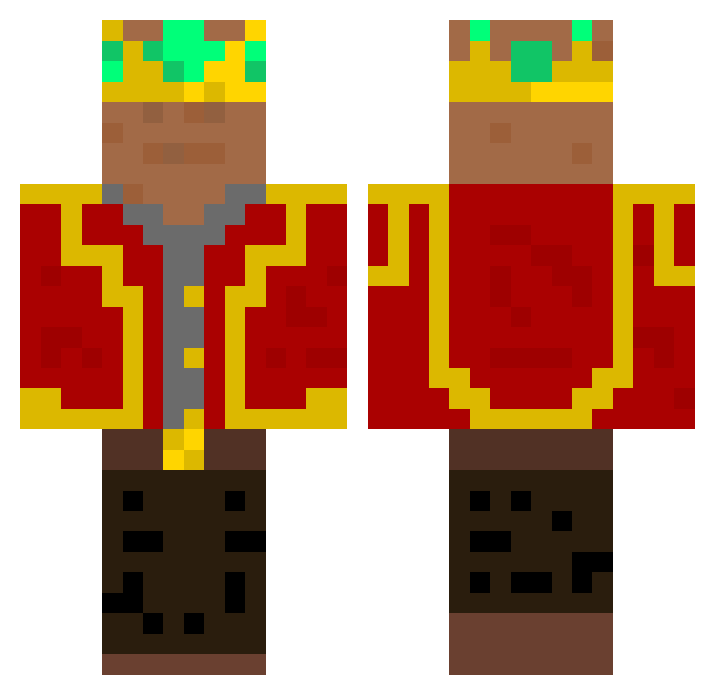 Potato_K1NG_ Minecraft skin, front and back view
