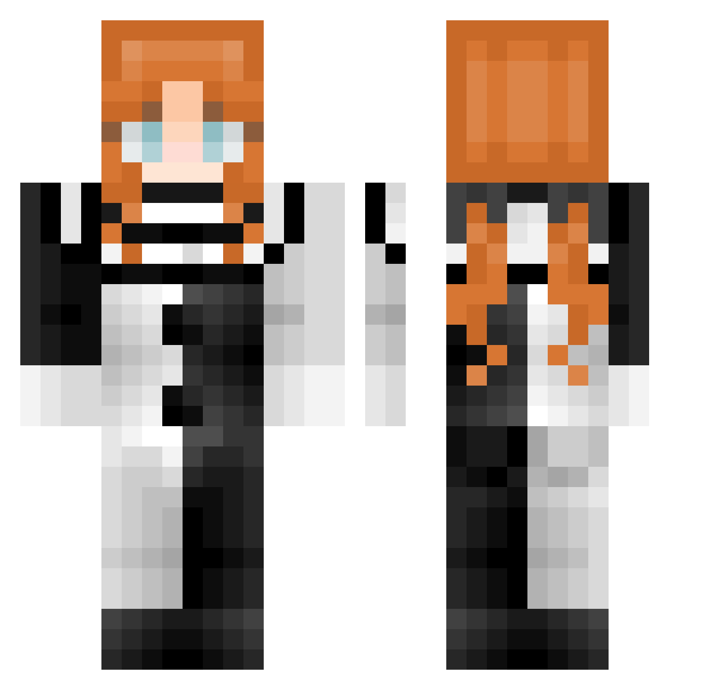 DudaArtTheClown Minecraft skin, front and back view