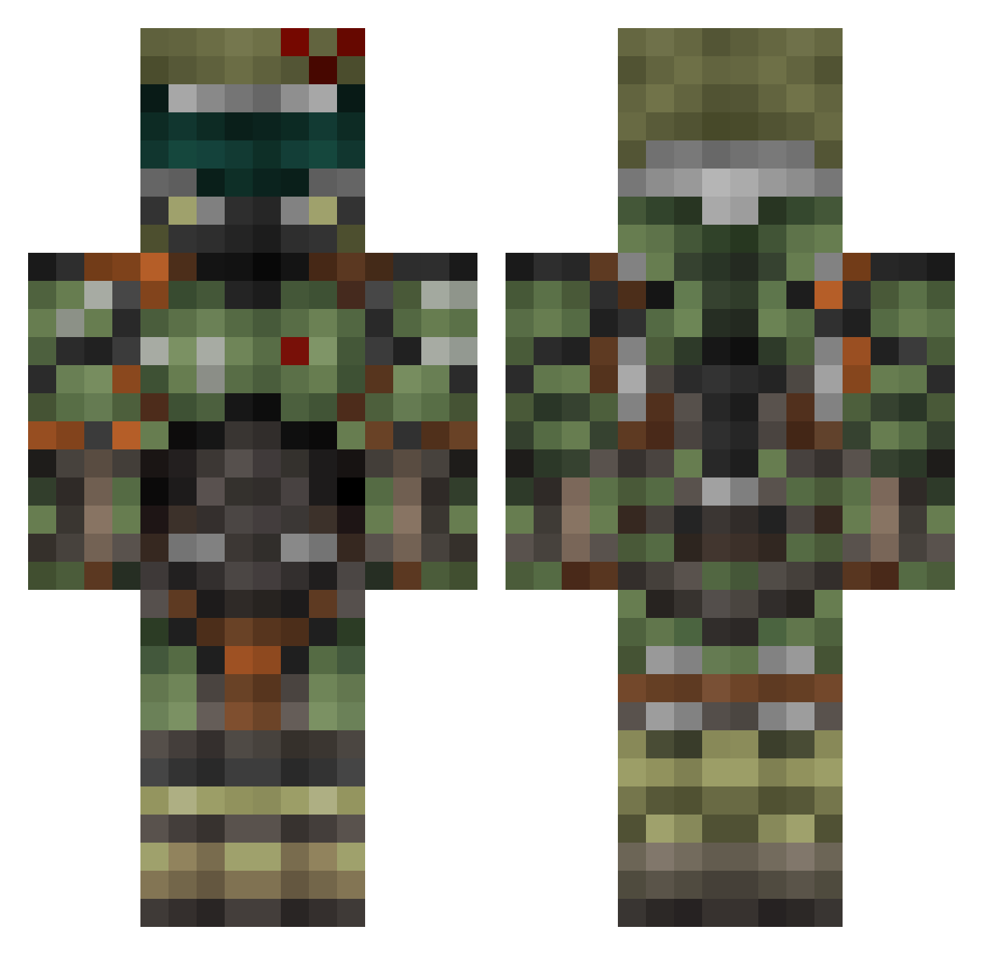 Trlcky Minecraft skin, front and back view