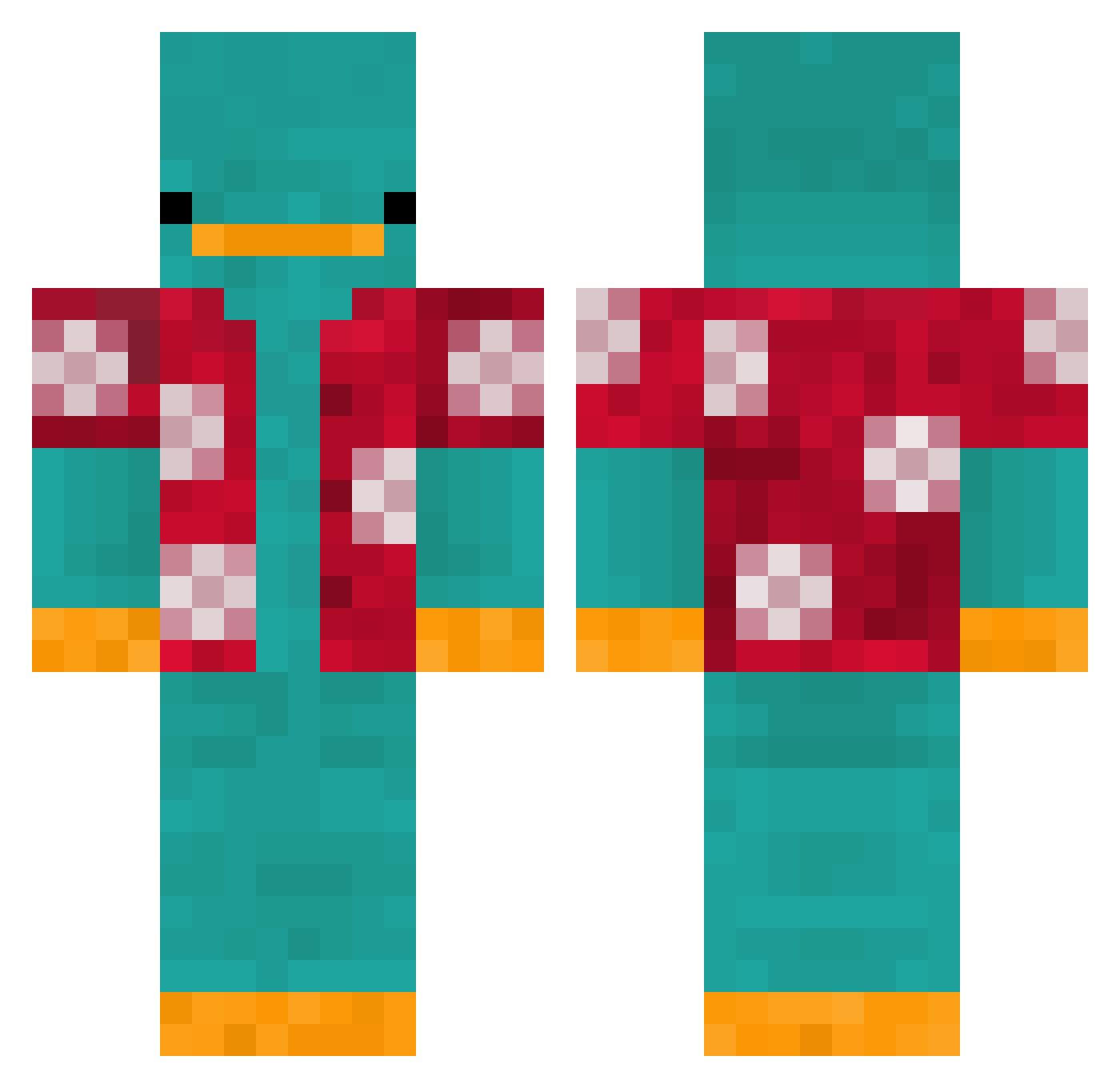 Ryeatspie Minecraft skin, front and back view