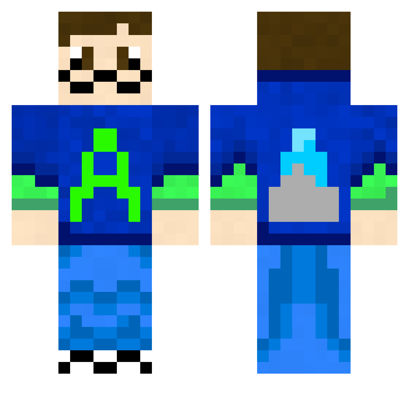 ArcticJack8 Minecraft skin, front and back view