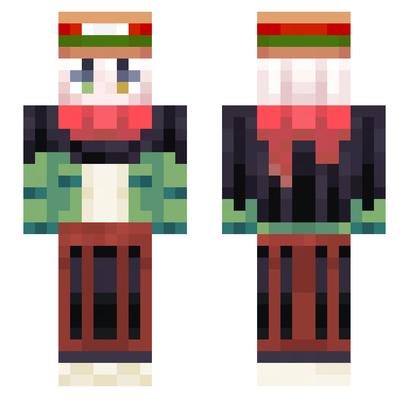 jimmyskyblock Minecraft skin, front and back view