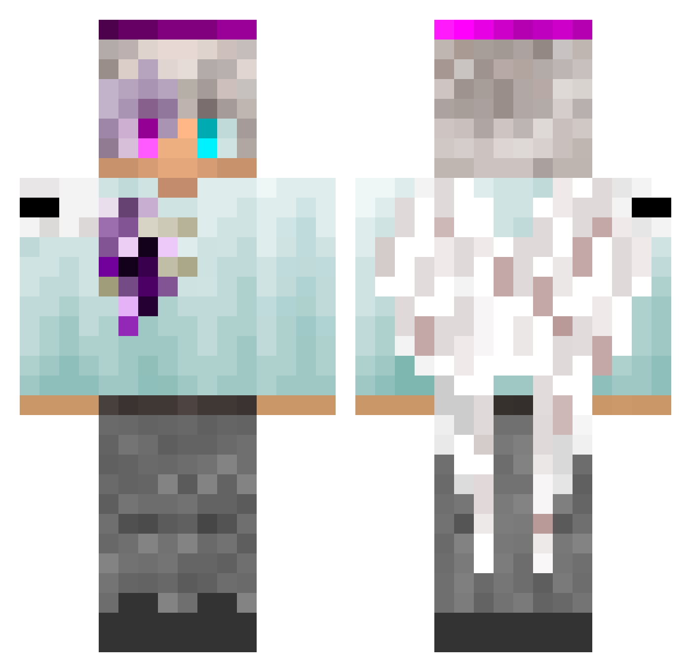 UnknownL Minecraft skin, front and back view