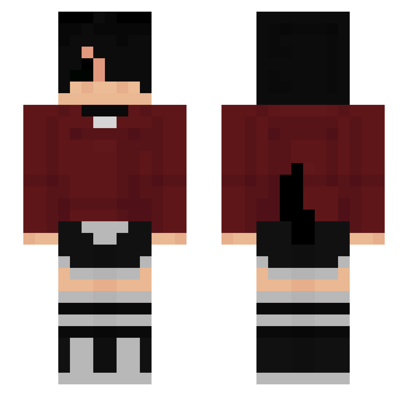 q_xi Minecraft skin, front and back view
