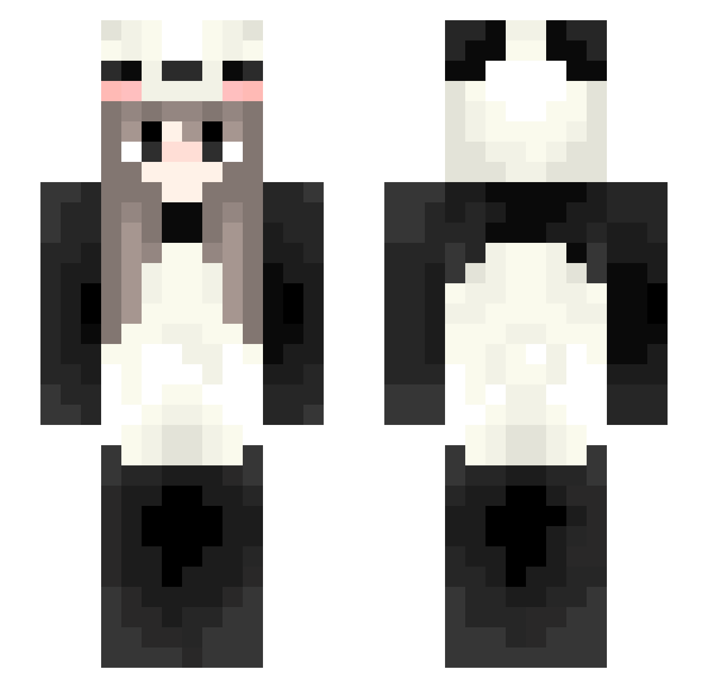 Chi4ki Minecraft skin, front and back view