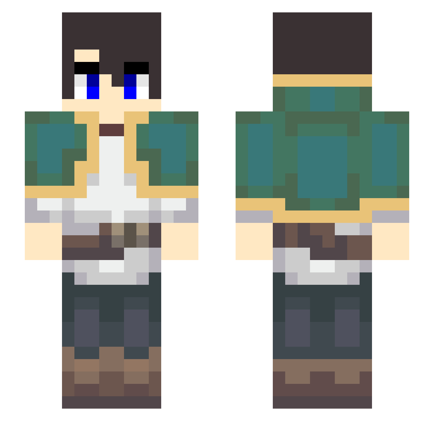 SiameseFish Minecraft skin, front and back view
