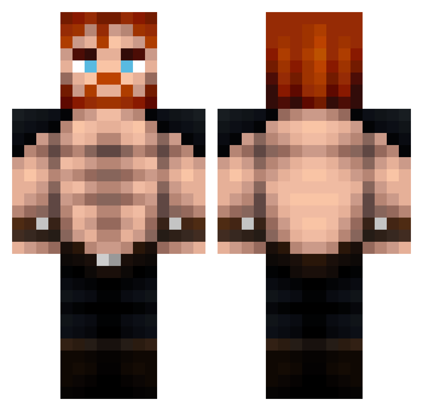 Toinecoch Minecraft skin, front and back view