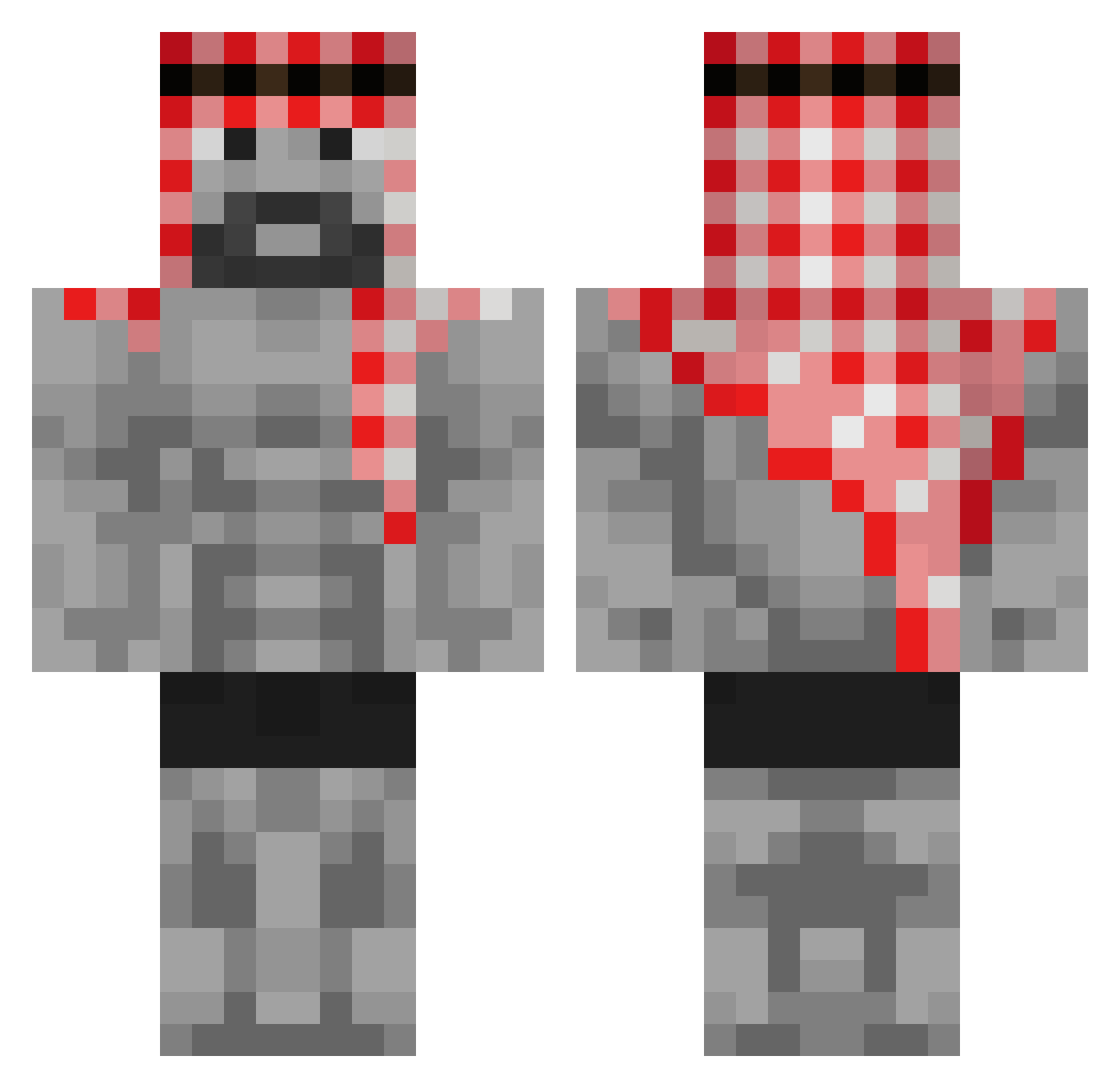 xyasn Minecraft skin, front and back view
