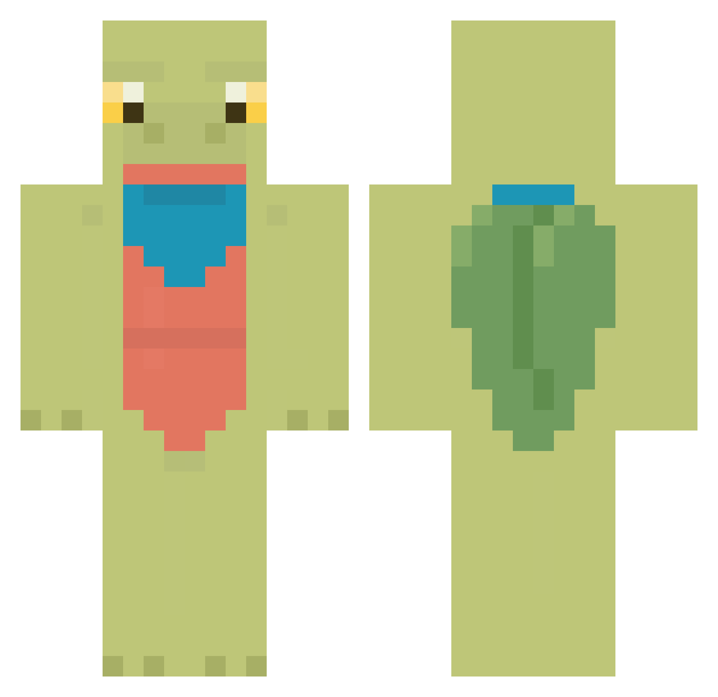 SeenByTheSea Minecraft skin, front and back view