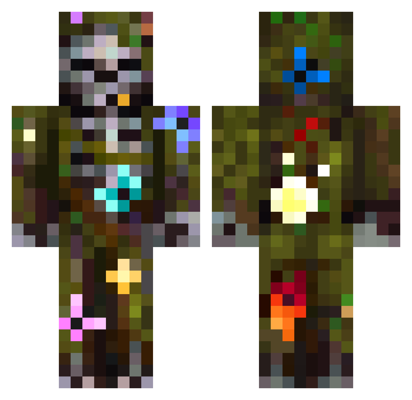 Chiefgoldman Minecraft skin, front and back view