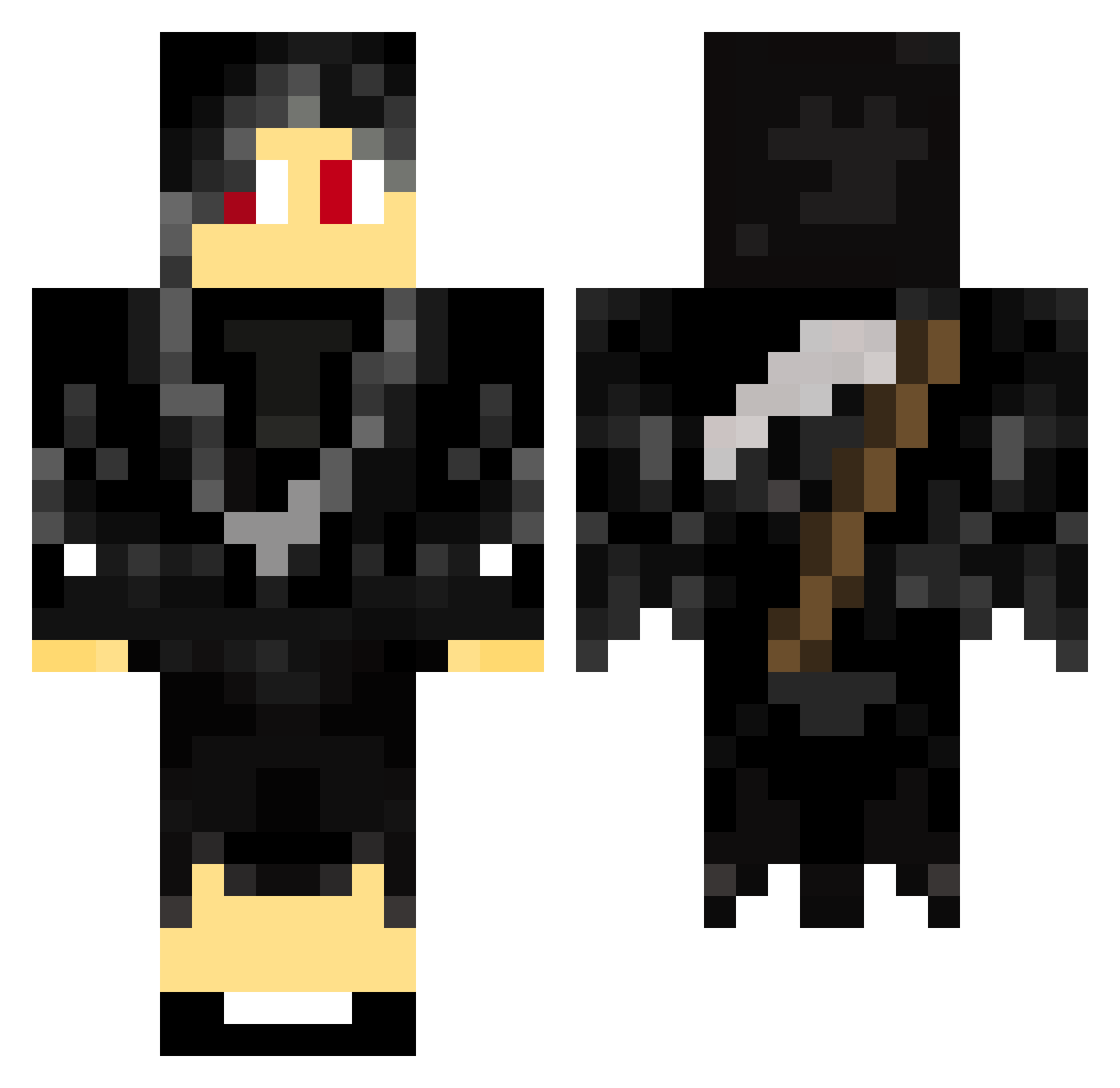 Keeps Minecraft skin, front and back view