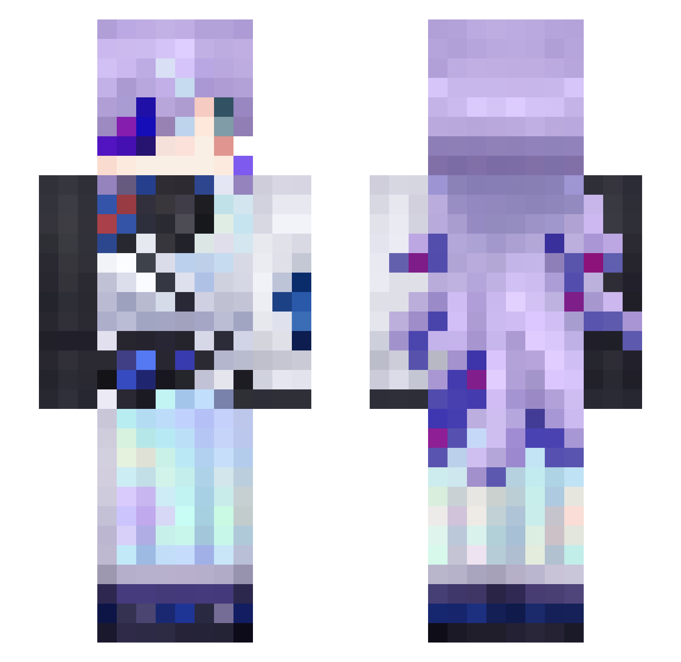 Vamp_kuzuha Minecraft skin, front and back view
