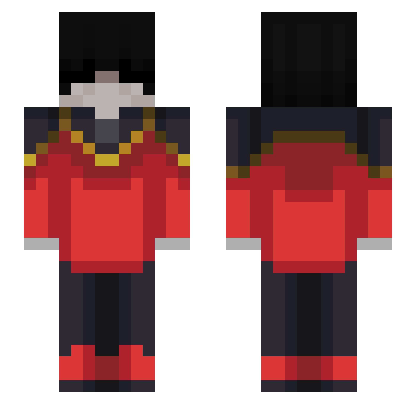 Varment Minecraft skin, front and back view