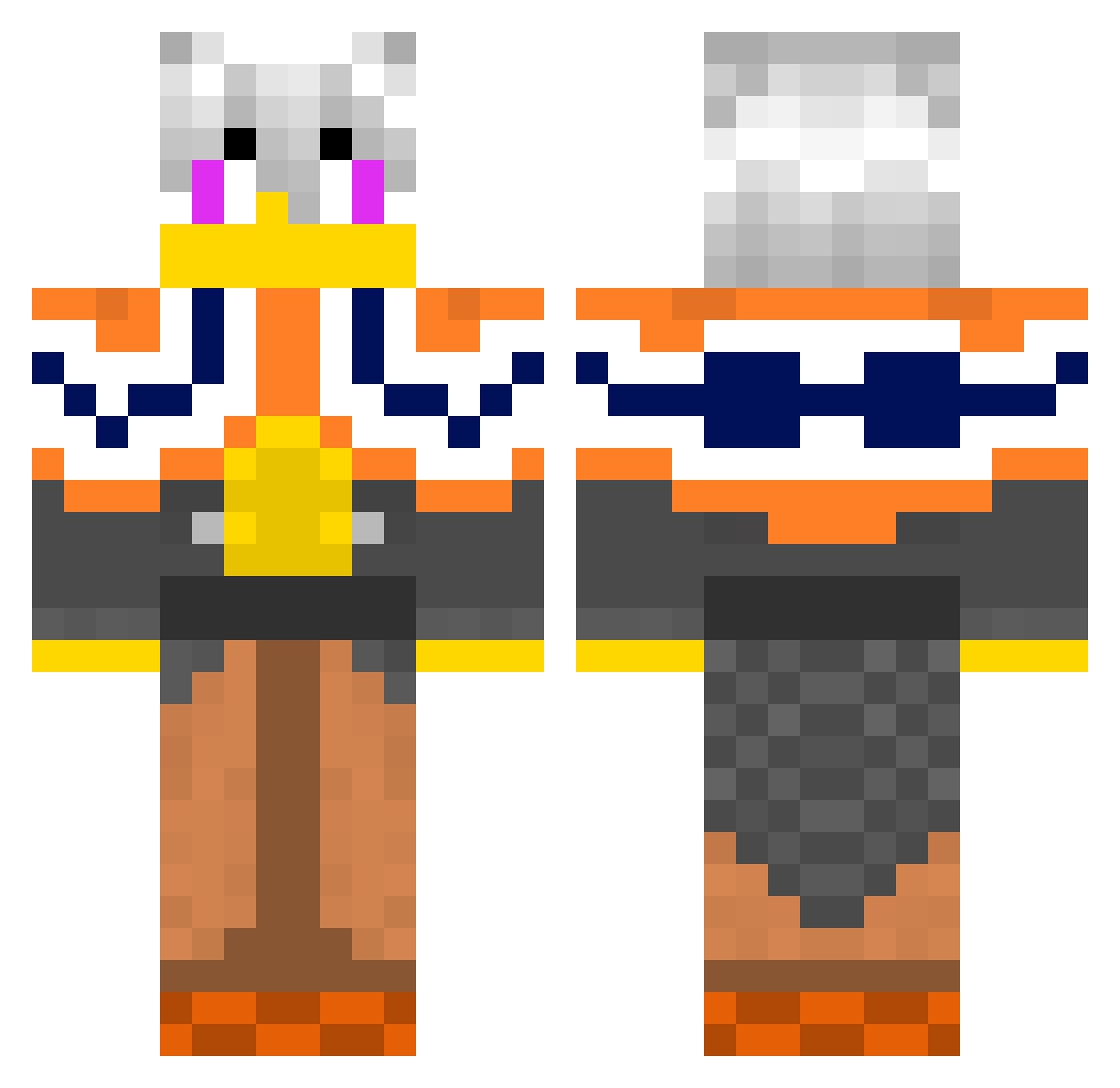 TraficHat Minecraft skin, front and back view