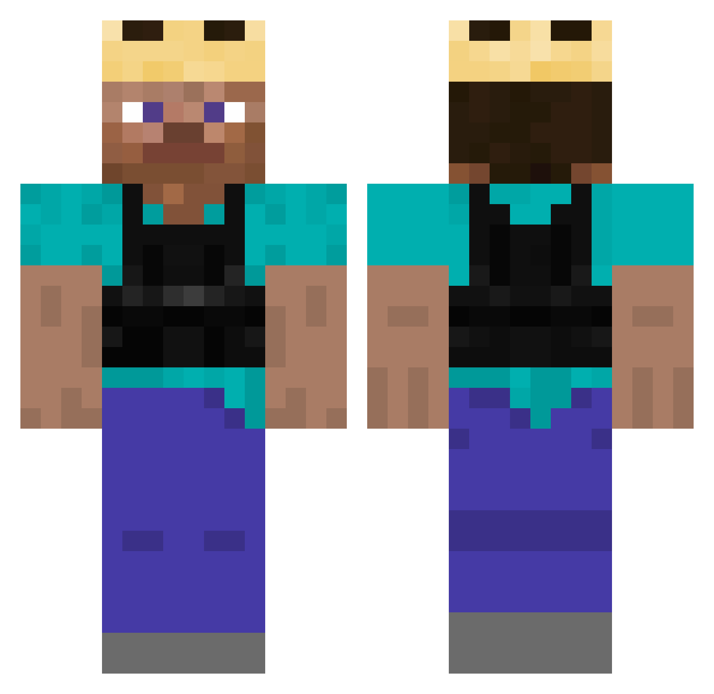 CamTMH Minecraft skin, front and back view