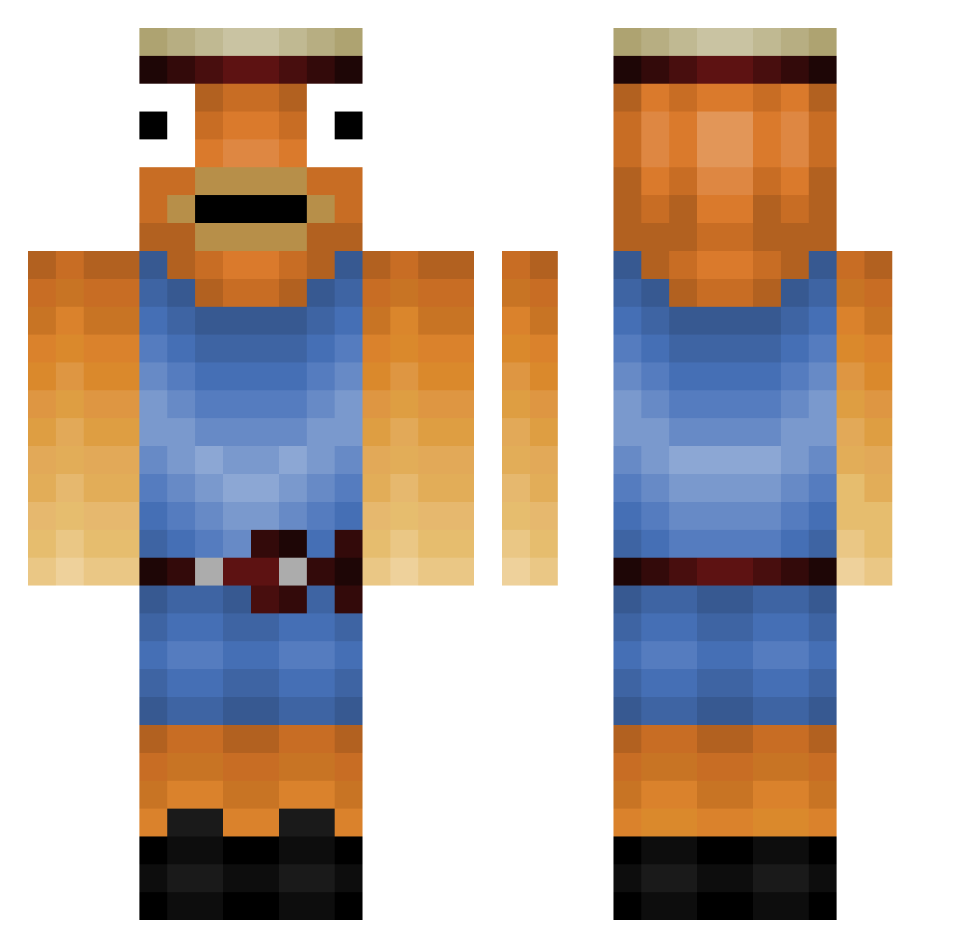 Jakey0_0 Minecraft skin, front and back view