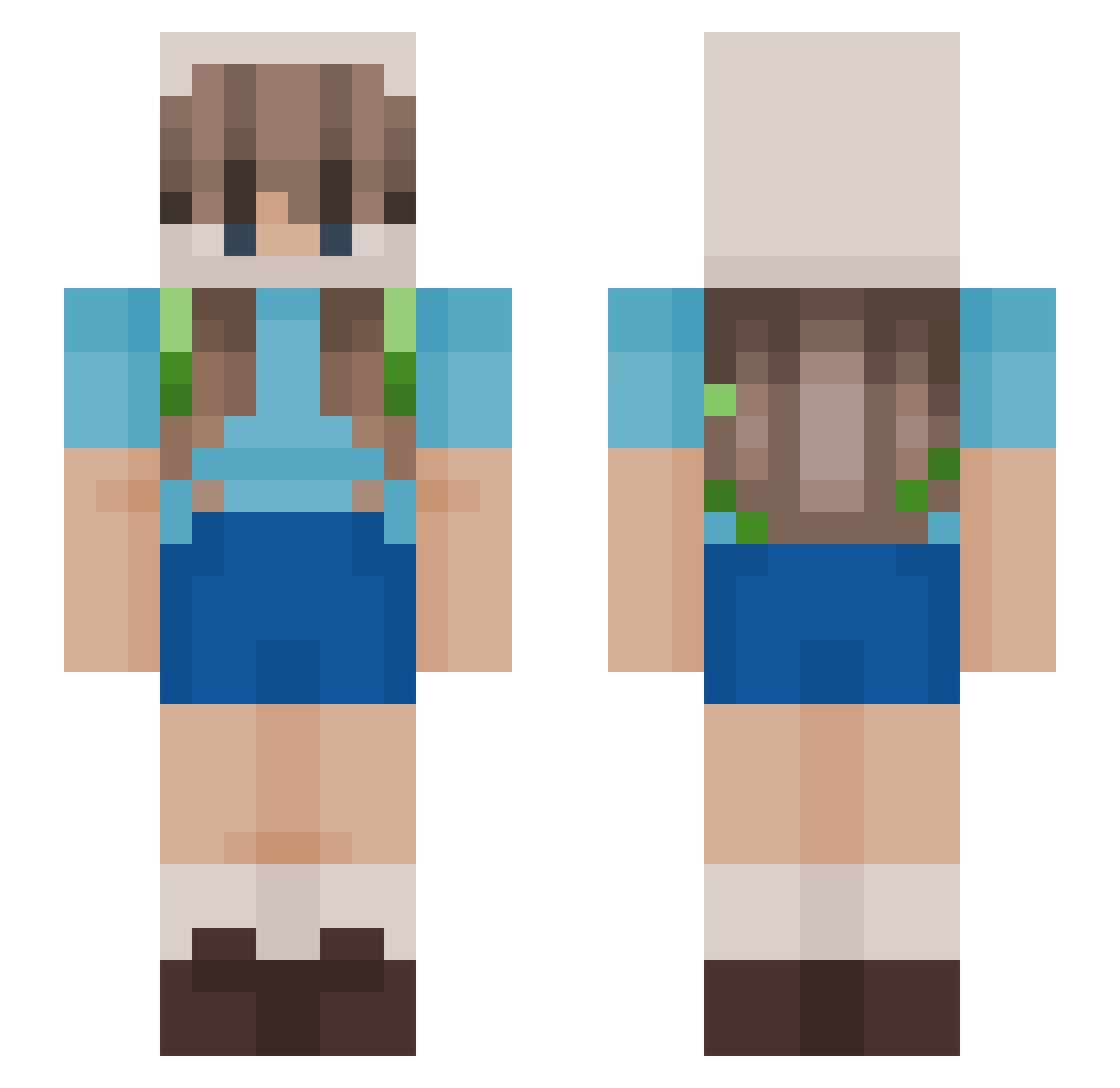 AuntTai Minecraft skin, front and back view