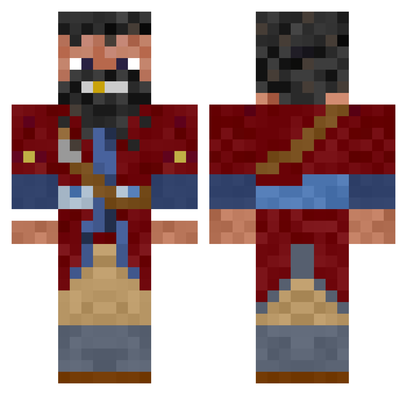 Flacks Minecraft skin, front and back view