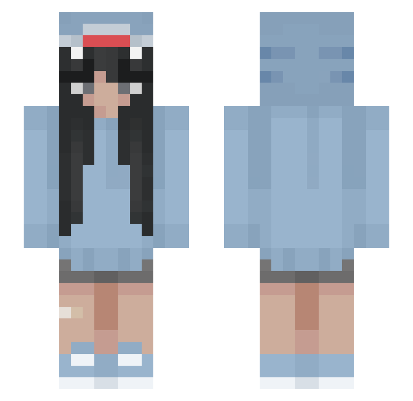 rakaeda Minecraft skin, front and back view