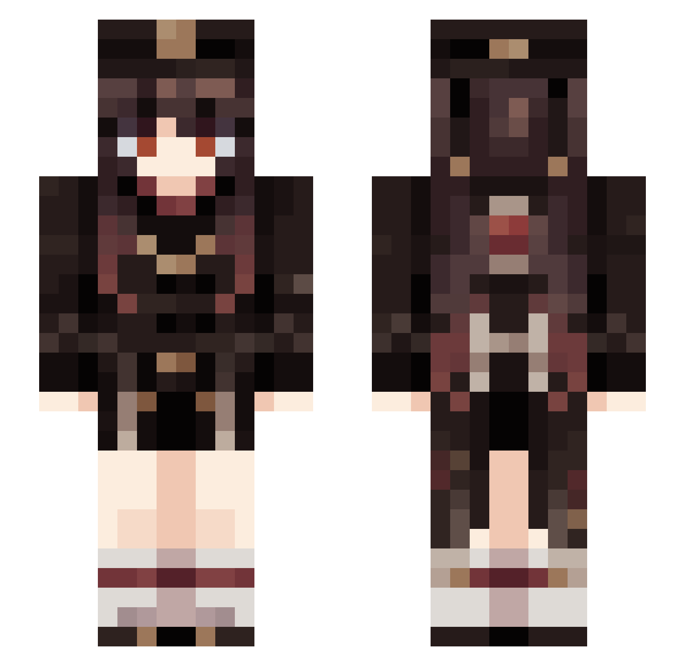 enexies Minecraft skin, front and back view