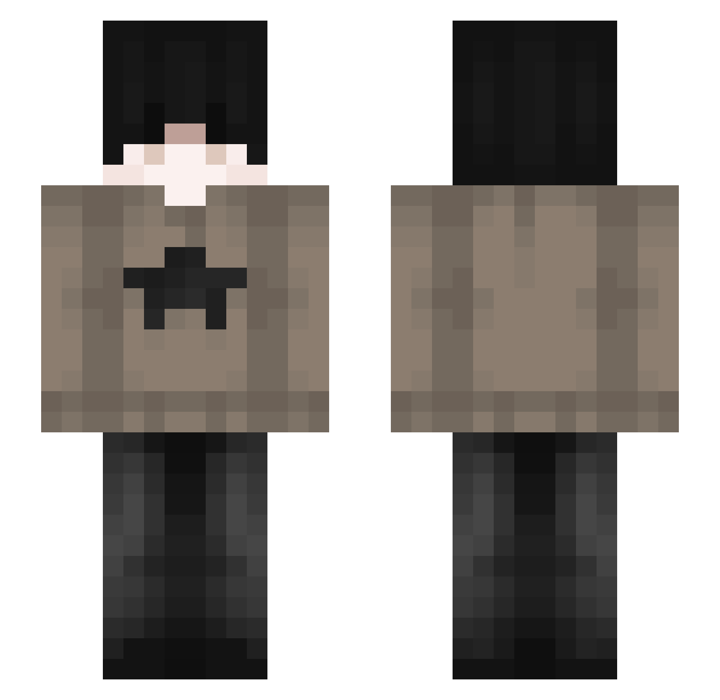 3xturnal Minecraft skin, front and back view