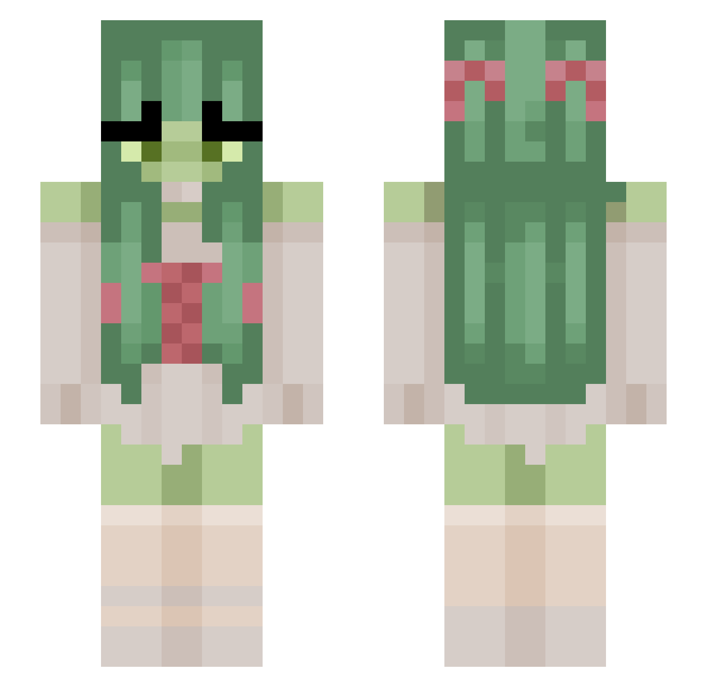 Sarabelles Minecraft skin, front and back view