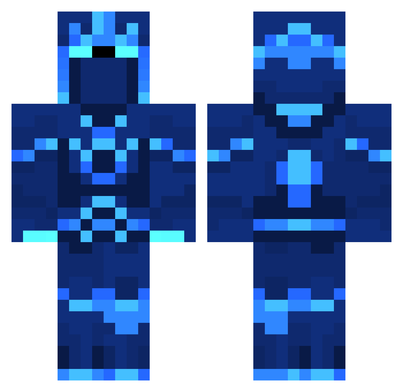 r2qr Minecraft skin, front and back view