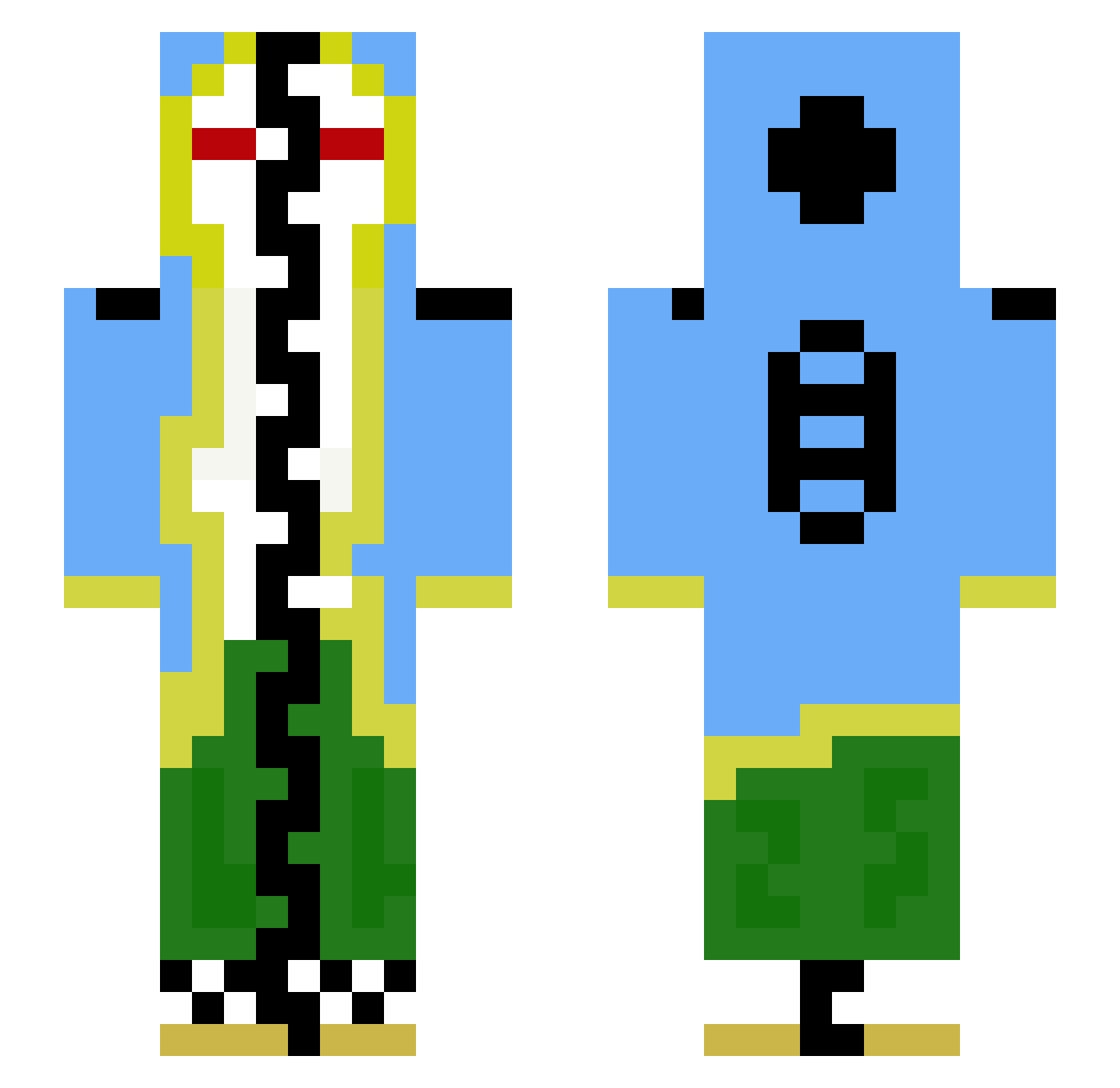 KubaSki14 Minecraft skin, front and back view