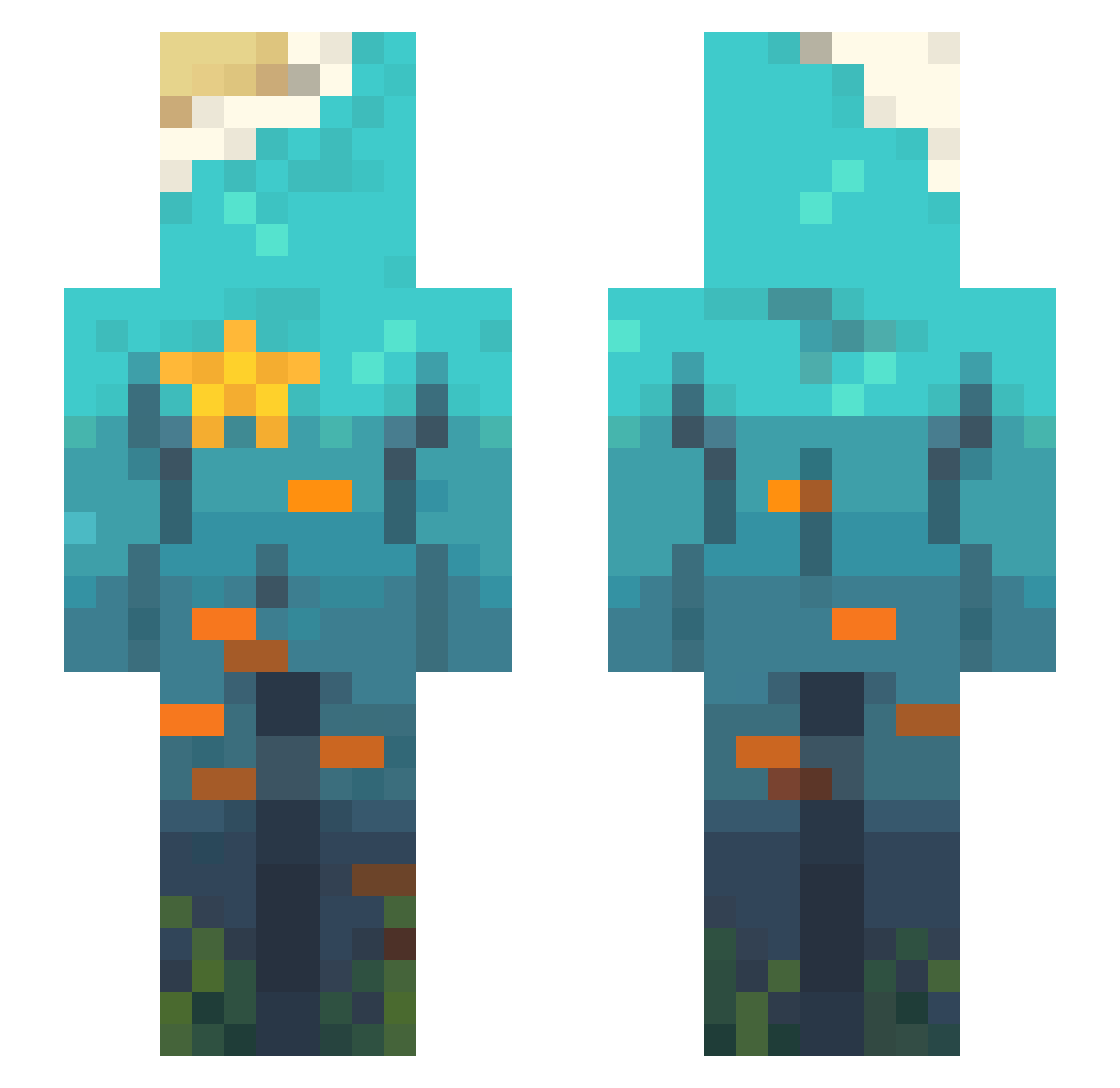 Andryukha Minecraft skin, front and back view
