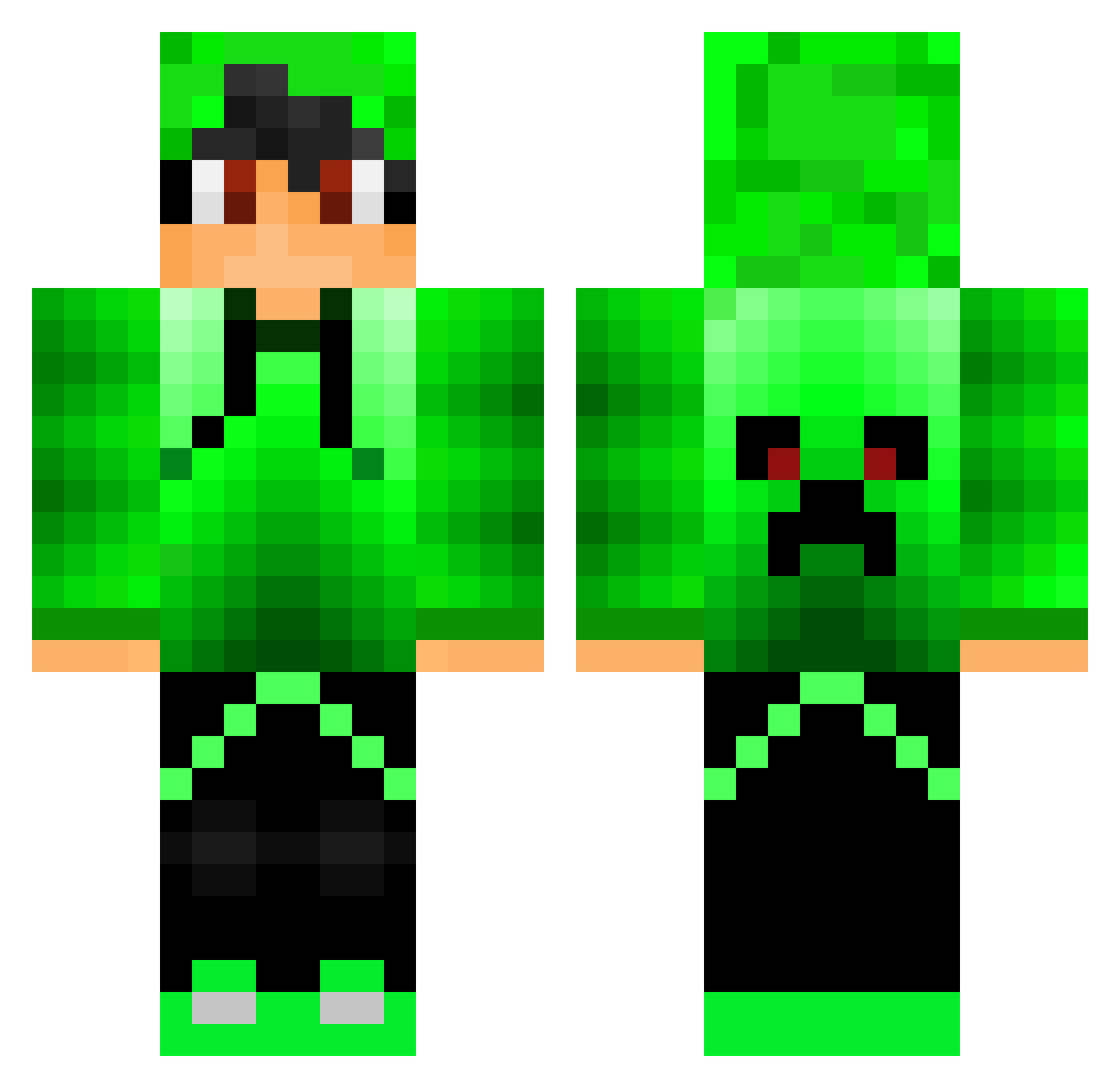 Carmon Minecraft skin, front and back view