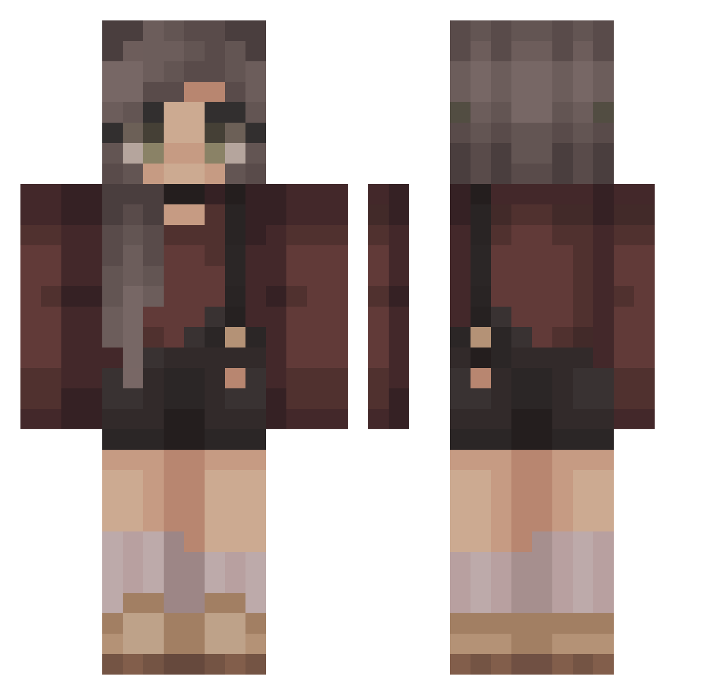 Braining Minecraft skin, front and back view